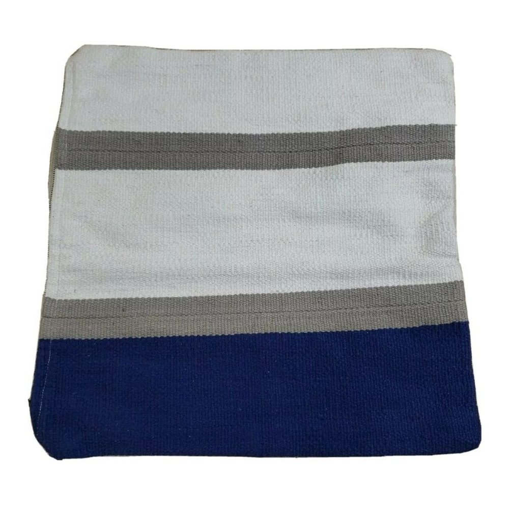 NEW - Williams Sonoma Throw Pillow Case 19x19" Woven Zip Close White Blue Gray